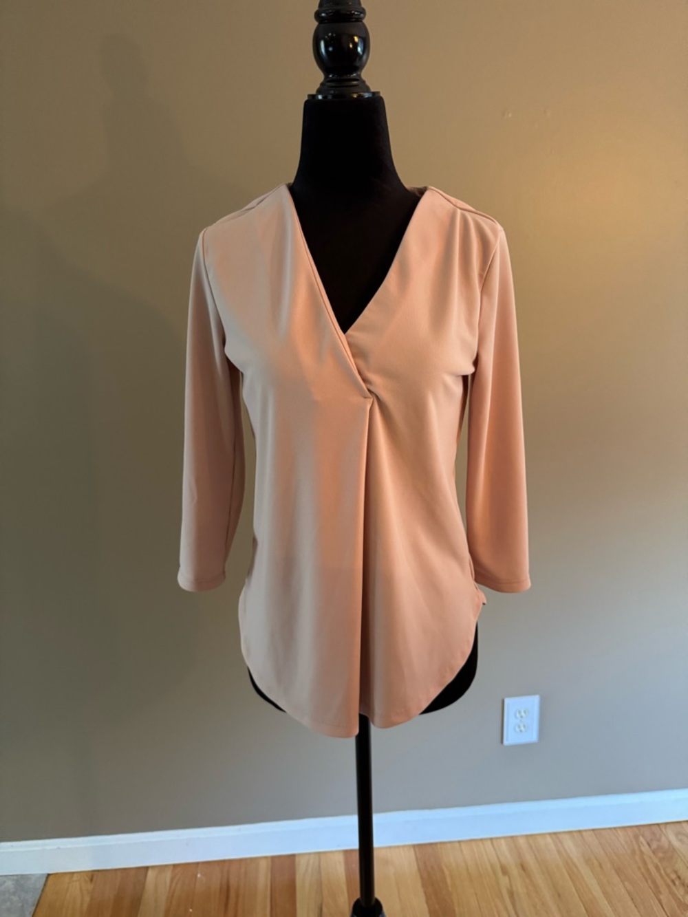Women's Blush V-Neck Pleat Front Blouse